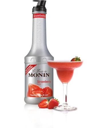 MONIN Strawberry Fruit Mix Puree 1L for Cocktails Smoothies and Mocktails. Vegan-Friendly Allergen-Free 100% Natural Flavours and Colourings. 2-in-1 Strawberry Puree and Sugar Syrup Hybrid - Buy Online on GoSupps.com