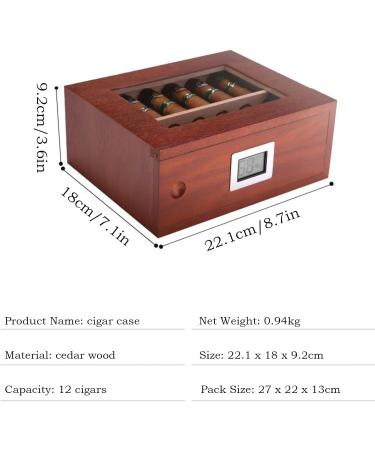 Cigar Humidor Case with Hygrometer Humidifier Bar Handmade Cedar Wood Cigar Box Portable Travel Cigar Case Hold 12 Cigars for Men - Buy Online on GoSupps.com