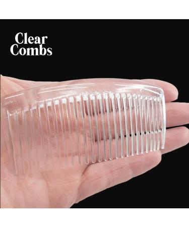 HD Novelty Set of 4 Plain Hair Combs Slides 9cm French Side Combs Plastic Twist Comb Strong Hold Hair Clips Accessories for Girls Women (Clear) - Buy Online on GoSupps.com
