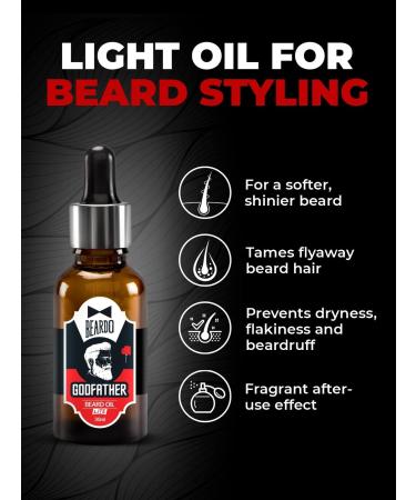 Beardo Godfather Lite Beard And Moustache Oil - 30 ml With Natural Ingredients - Almond Oil Aloe Vera Extract Castor Oil Olive Oil Beard Oil - Buy Online on GoSupps.com