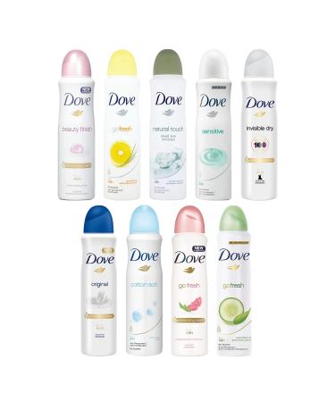 Dove Antiperspirant Deodorant Spray Variety 10-Pack | 48-Hour Protection | Moisturizing | Cruelty-Free | 150 mL - Buy Online on GoSupps.com