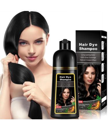Natural Black Hair Coloring Shampoo, 3-IN-1 Hair Coloring Shampoo, Nourishing and Dyeing Brown Hair for Men and Women in 10-15 Mins(Natural Black)