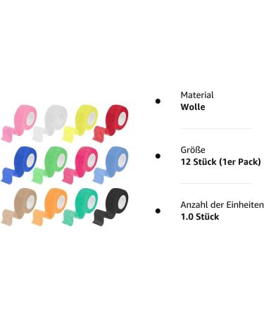 Tonyg-P Self-Adhering 12 Roll Elastic Bandage for Athletes | Multicolored Cohesive Bandages for Wrist & Ankle Support (2.5cm x 4.5m) - Ship Internationally - Buy Online on GoSupps.com