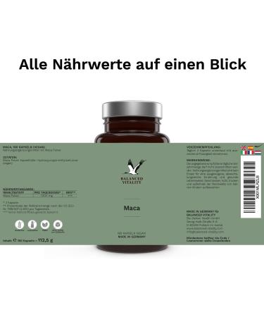 Maca 1500 mg - 180 Vegan Capsules for 2 Months | Additive-Free Lab Tested Made in Germany | Boost Your Vitality Now! - Buy Online on GoSupps.com