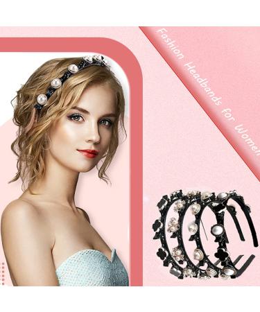4 Pcs Rhinestone Double Layer Twist Headbands for Women - Elegant Hair Accessories for Wedding and Parties - Buy Online on GoSupps.com