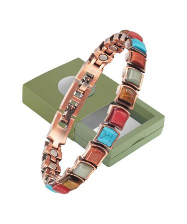 Magnetic Bracelet for Women Trendy Antique Copper Magnetic Colors Stones 22 cm Copper - Buy Online on GoSupps.com
