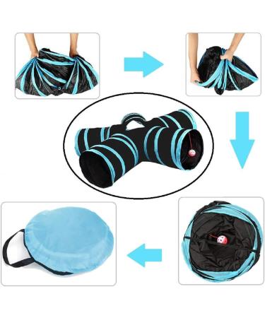 Cat Tunnel 5 Way Cat Tunnel Tube Toys Foldable Cats Play Tunnels Toys with Bell for Indoor Outdoor Pet Interactive Training Toy for Cat Rabbit or Small Animal - Buy Online on GoSupps.com
