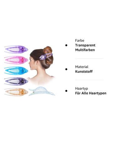 RC Roche 6-Piece French Hair Clips - High-Quality Non-Slip Hair Clamps for Women & Girls - Transparent Multifoliate Design - Buy Online on GoSupps.com