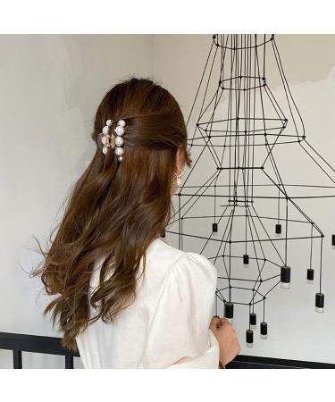 White Large Pearl Hair Claw Clips - Strong Hold Barrettes for Women | Ideal for Daily, Birthday, Wedding Wear | Nonslip Hair Accessories for Thick or Thin Hair - Buy Online on GoSupps.com