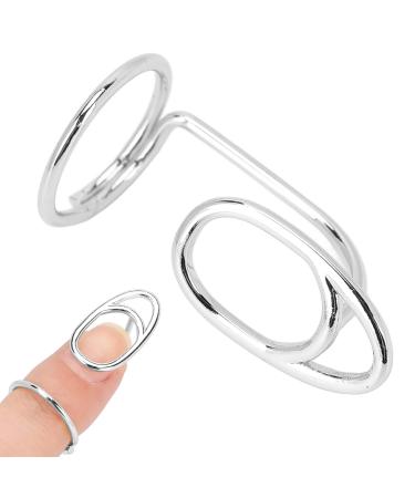 TIKATARER Nail Rings Nail Art Fingernail Rings Nail Charms Nail Rings With Nails Attached Unique Stylish Women Finger Nail Cover Ring for Women Lady Girls Parties Weddings (3044 platinum)
