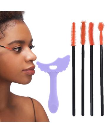 Silicone Mascara Aid - Mascara Guide Shield Template | Multi-Functional Makeup Aid Tool for Daily Use Dating Night Out Purple + Eyelash Brush