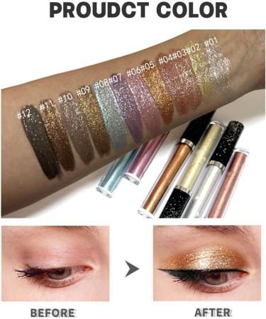 Liquid Glitter Eyeshadow Shimmer Metallic Liquid Eye Shadow Waterproof Long Lasting Sparkling Metallic Liquid Eyeshadow for Women Halloween Decor - Buy Online on GoSupps.com