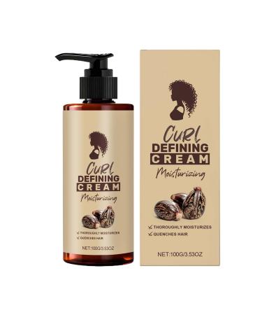 Ruhnjyg Defining Cream for Curly Hair | 100ml Styling Cream Women Dry Frizzy Enhancing Durability Lotion for Frizz Waves Dryness Women Girls |