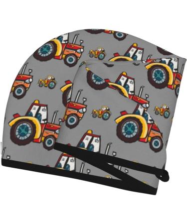 Cartoon Tractor Hair Towel Wrap - Fast Drying Hair Turban with Button | Perfect for Quick Hair Drying | International Shipping - Buy Online on GoSupps.com