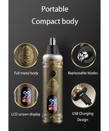 Rechargeable Nose Hair Trimmer - Painless Ear & Nose Trimming Tool for Men & Women | LED Display Easy Clean Double Edge Blade - Buy Online on GoSupps.com