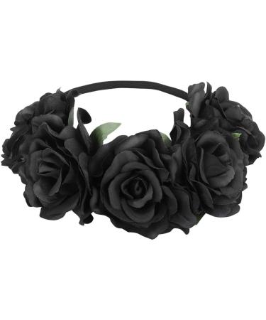 LONTG Halloween Black Flower Crown Headband Hair Wreath Gothic Garland Headpiece Headdress Day of The Dead Costume Accessories Fancy Dress for Halloween Christmas Costume Party Masquerade Hen Party - Buy Online on GoSupps.com
