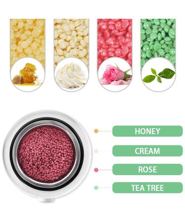 Showvigor Hard Wax Beads for Hair Removal - 4 Colors, 4 Bags - Brazilian Bikini Face Body Legs Back At Home - Blue Pearl Beads - 400g with 10 Wax Sticks - Buy Online on GoSupps.com