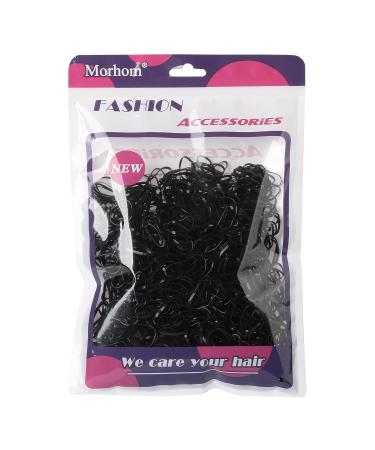 1200 PCS Morhom Elastic Hair Rubber Bands - Non-slip Hair Ties for Girls and Women - Perfect for Braids - Black - Buy Online on GoSupps.com