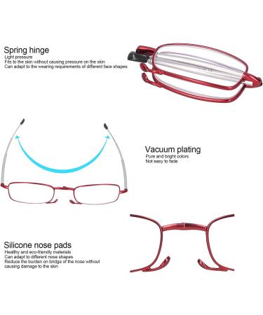 Buy Bezax Fashion Red Reading Glasses - Foldable Presbyopia Glasses with Blue Light Blocking & Portable Storage Box for Men & Women - Perfect for Seniors - Buy Online on GoSupps.com