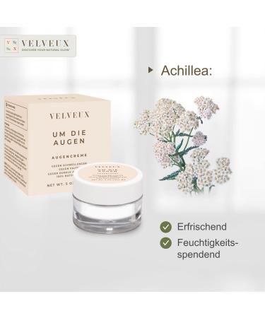 VelveUx Eye Cream Anti-Wrinkle & Dark Circle Treatment | 100% Natural with Argan Oil & Vitamin E | Refreshing 15ml Eye Cream for Bags & Puffiness - Buy Online on GoSupps.com
