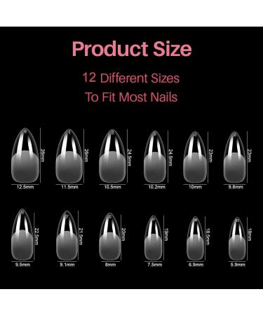 Zifuton Press on Nails Almond - 600 Soft Gel Tips for DIY Nail Art | Full Cover Transparent Fake Nails for Nail Studios - 10 Sizes Available - Buy Online on GoSupps.com