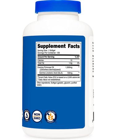 Nutricost Evening Primrose Oil 1300mg - Cold Pressed, Non-GMO, Gluten Free - 120 Softgels - Buy Online on GoSupps.com