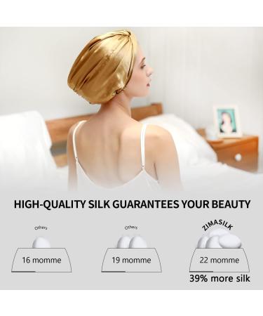 ZIMASILK 22 Momme Organic Pure Mulberry Silk Bonnet | Silk Sleep Cap for Women Hair Care | Golden Color | One Size - Buy Online on GoSupps.com