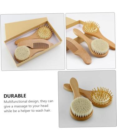 FRCOLOR 3pcs Bath Brush Set for Kids - Scalp Scrubber, Shower Comb, Body Scrub - Baby Hair Brush, Woolen Comb - Wooden Handle - Buy Online on GoSupps.com