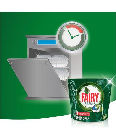 Fairy Original All in One Dishwasher Pouches Food Grease Water Stains Remover Cleaner Detergent Shiny Glasses Washing Up Liquid 14pk Pack of 2 with Welari Thank You Card | (2pack) (2x189g) - Buy Online on GoSupps.com