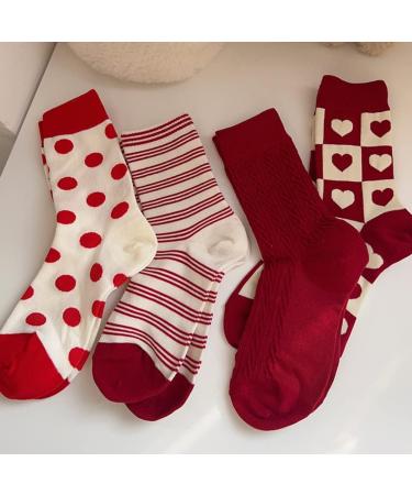 Chinese Zodiac Lucky Socks Gift Set - 4 Pairs of Red Cotton Socks for Girls, Size 34-40 - Buy Online on GoSupps.com