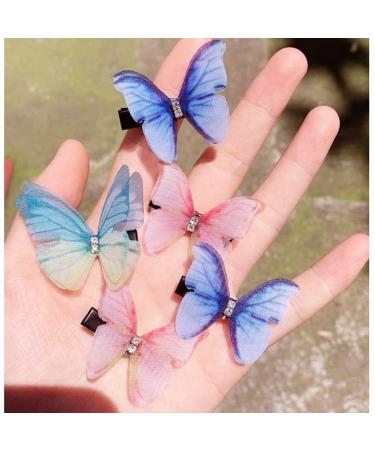 Colorful Chiffon Butterfly Hair Clips - Set of 20 | Non-Slip Organza Wings Ribbon Wrapped Alligator Barrettes for Women and Girls - Buy Online on GoSupps.com