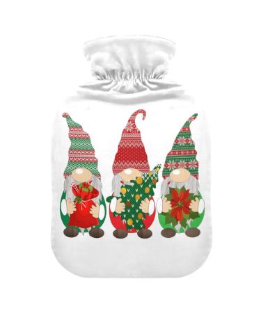 Gnomes Christmas Hot Water Bottle with Cover Hot Water Bottles for Pain Relief Water Heating Pad Heating Bag for Adults 2L