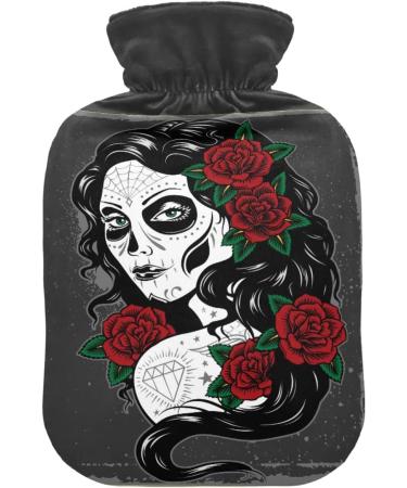 Naanle Rose Sugar Skulls Hot Water Bottle | MITEVED Transparent 1L Heating Bag for Pain Relief & Cold Therapy - International Shipping Available - Buy Online on GoSupps.com
