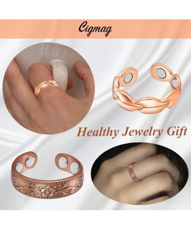 Cigmag 2PCS Copper Magnetic Rings for Women - Adjustable Solid Pure Copper - Gift Box Included - Valentine's Day Jewelry - Buy Online on GoSupps.com