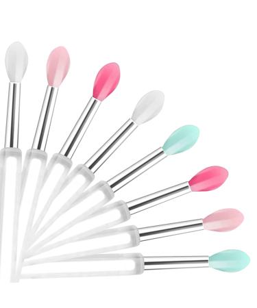 8Pcs Silicone Lip Brushes Lipstick Applicator Brushes Makeup Brush Perfect Applicators for Cream Lip Mask Eyeshadow and Lipstick (Multicolor)