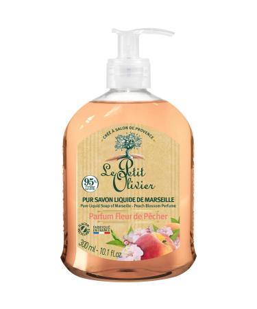 Le Petit Olivier LE PETIT OLIVIER - Pack of 12 - Pure Marseille Liquid Soap - Peach Blossom Fragrance from the Grasse Region - Gently cleanses the skin - 95% natural origin - Made in France - 300 ml