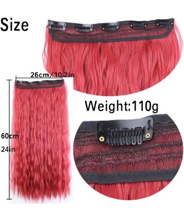 iLUU 24" 110g Long Corn Wave #119 Copper Red Fashion Color Clip on Hair Extensions Heat-resisting Fiber Synthetic Hair Pieces Deep Wave Clip in Hair Extensions for Party #119-copper red - Buy Online on GoSupps.com