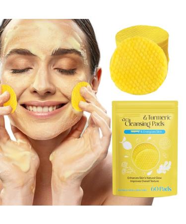 Turmeric Kojic Acid Cleansing Pads Remove Excess Epidermis Evens Skin Tone Moisturize Balance Oil & Water 60 Pieces