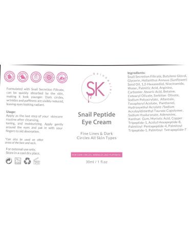 Snail Peptide Eye Cream - 73.7% Snail Mucin & Niacinamide | Brightening Korean Night Cream for Fine Lines & Dark Circles - 30ml - Buy Online on GoSupps.com