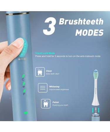 Acklofer Sonic Electric Toothbrush for Adults - Whitening Rechargeable Toothbrush with Smart Timer - Ultrasonic Toothbrush for Home and Travel (Lake Blue) - Buy Online on GoSupps.com