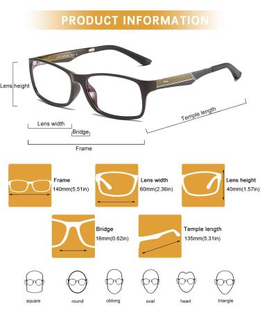 Duco 223T Ergonomic Gaming Glasses - Blue Light Protection Transparent Lens Full Edge Design Brown - Buy Online on GoSupps.com