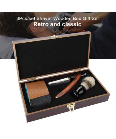 Manual Beard Shaver & Barber Shaving Kit | Straight Brush Strop Wooden Box - Premium Face Grooming Tool for Home & Barbershop - Buy Online on GoSupps.com