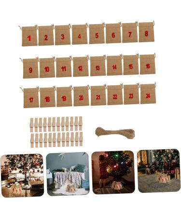 HAPINARY 24pcs Christmas Sack Candy Bags Advent Calendar Linen-like Cloth with Non-woven Lining - Buy Online on GoSupps.com