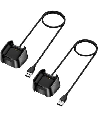 QIBOX Charger Compatible with Fitbit Versa 2 (Not for Versa/Versa Lite) 2-Pack Replacement USB Charging Cable Dock Stand for Versa 2 Health & Fitness Smartwatch 3Ft Sturdy Power Cord
