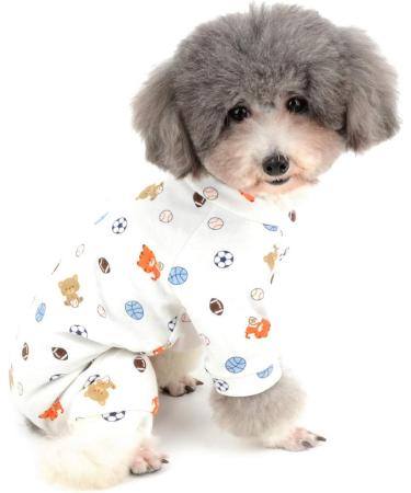 Zweita Soft Dog Pajamas - Adorable Bear Football Print Overalls for Cats & Puppies | Cozy 4-Legged Rompers | International Shipping Available - Buy Online on GoSupps.com