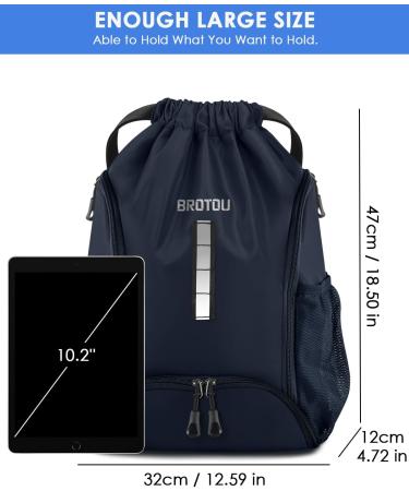 Buy Waterproof Brotou Gym Bag - Sports Backpack with Shoe Compartment for Men Women & Youth - Perfect for Football & Fitness - Dark Blue - Buy Online on GoSupps.com