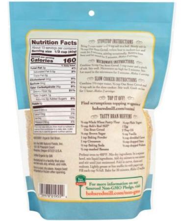 Bob's Red Mill Organic Oat Bran Cereal 510 Grams - Buy Online on GoSupps.com