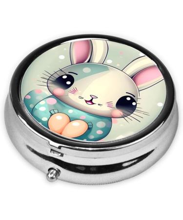 Pink Cartoon Bunny Pill Box | 3 Compartment Travel Organizer | Portable Round Pill Holder - Buy Online on GoSupps.com