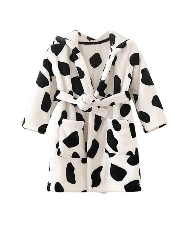 JZLPIN Unisex Baby Hooded Bathrobe Kids Flannel Pajamas Dressing Gown for Boys Girls 1-2 Years Cow
