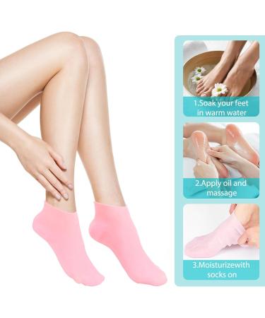 Silicone Moisturizing Socks Women Foot Spa Pedicure Silicone Socks Foot Mask Exfoliating Beach Protective Gel Socks Anti Slip Aloe Socks for Dry Cracked Feet Calluses Foot Care (Pink) - Buy Online on GoSupps.com